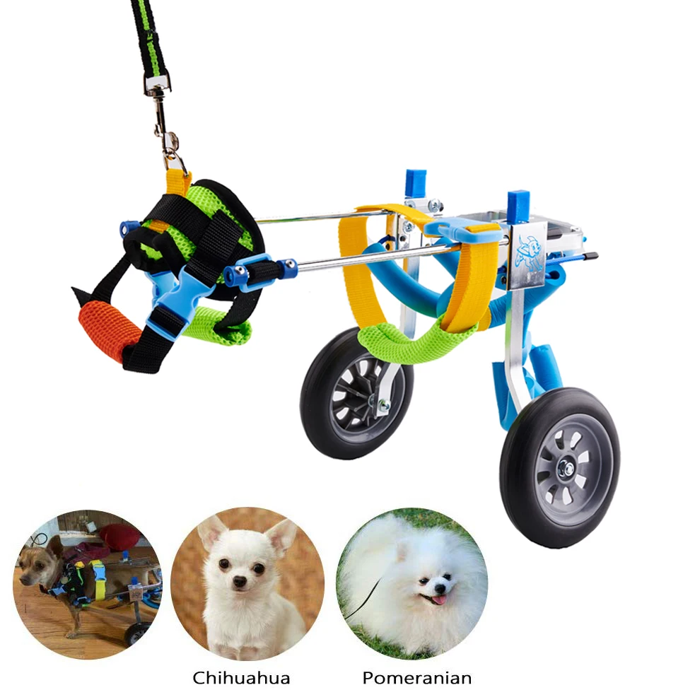 

2 Wheel Adjustable Aluminum Alloy Dog Wheelchair Hind Legs Rehabilitation Aid for Aging Disable Injured Arthritis Weak Dog Cat