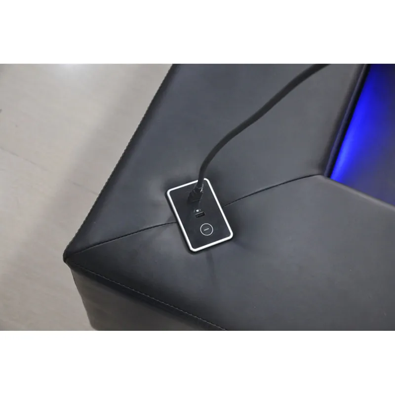Черный секционный saofa из натуральной кожи с музыкальным плеером и USB