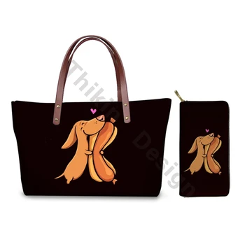 

Ladies Hand Bags Cute Cartoon Sausage Dog Design Large Size Shoulder Bag Fashion Purses Handbags Set For Custom Handtassen Dames