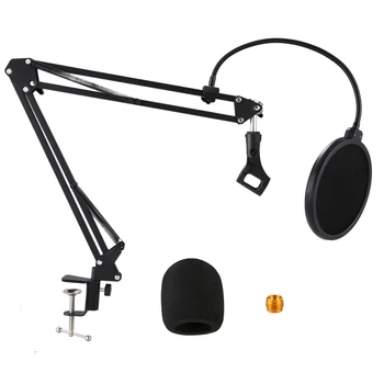 

HOT Microphone Stand Suspension Boom Scissor Arm Stands with 3/8-5/8 Screw / Table Mounting Clamp / Filter / Clip Holder