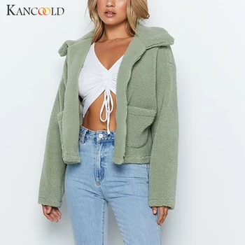 

KANCOOLD coats Women Ladies Warm Faux Fur Jacket Outerwear Winter Solid Zipper Parka fashion new Coat and jackets women 2019AUG9