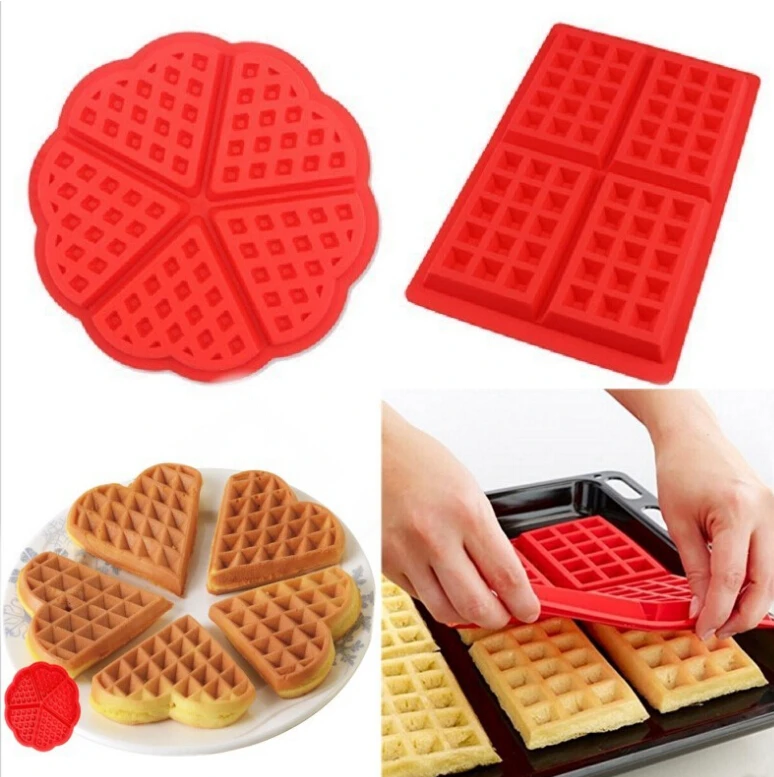 

OLOEY Portable Kitchen Waffle Mold Non-stick Cake Mould Makers Kitchen Silicone Waffle Bakeware
