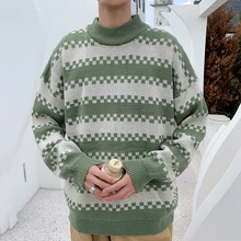 Winter Sweater Men Warm Fashion Contrast Color Casual Knit Sweater Man Sweter Clothes Loose Long-sleeved Pullover Male Clothes Winter Sweater Men Warm Fashion Contrast Color Casual Knit Sweater Man Sweter Clothes Loose Long-sleeved Pullover Male Clothes
