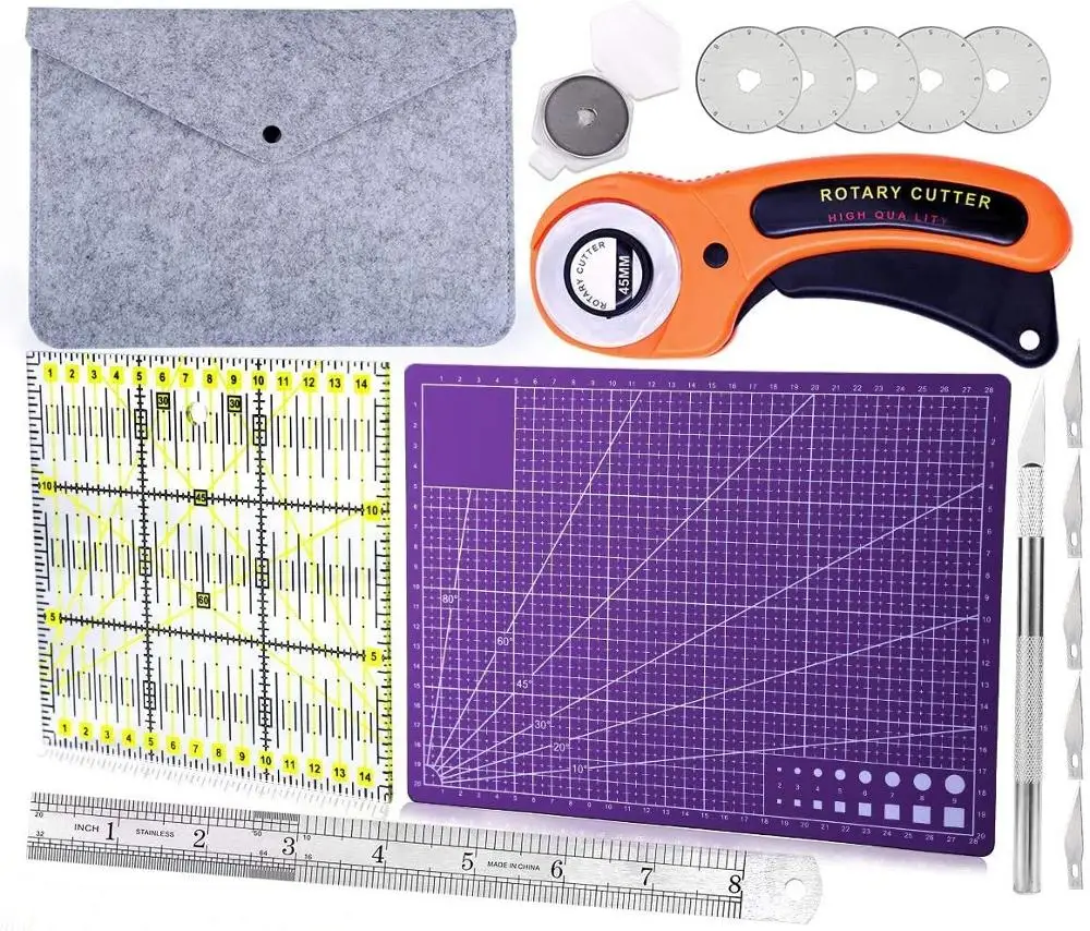 

Imzay 6PCS Rotary Cutters, Cutting Mat, Patchwork Ruler, Carving Knife, Rotary Cutter Kit For Sewing And Quilting