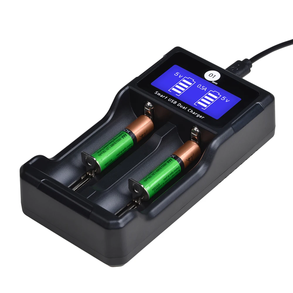 Lcd USB Универсальное интеллектуальное зарядное устройство для литий-ионных батарей 26650 18650 18350 17360 16340(RCR123) 14500 NiMH AA/AAA/AAAA батареи