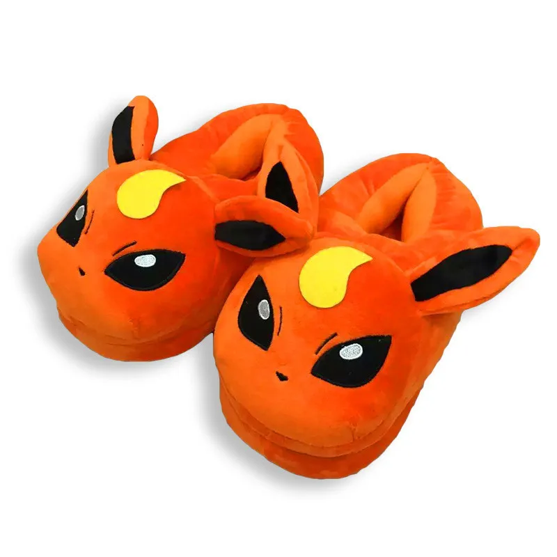 Милый Eeveelution Glaceon Leafeon Jolteon Flareon Вапореон плюшевые аниме Плюшевые тапочки Kawaii теплые Шлепанцы из хлопчатобумажной ткани для детей, для девочек
