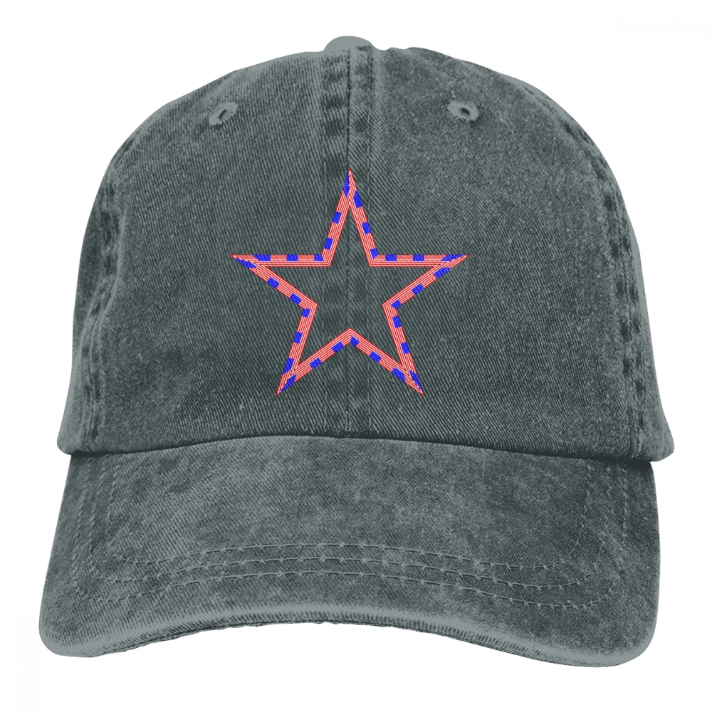 США американский флаг, звезды Casquette глубокий в мелкую полоску унисекс Мужские Женские деним бейсболка с ремешком Кепки регулируемые клюшки для гольфа шляпа для папы
