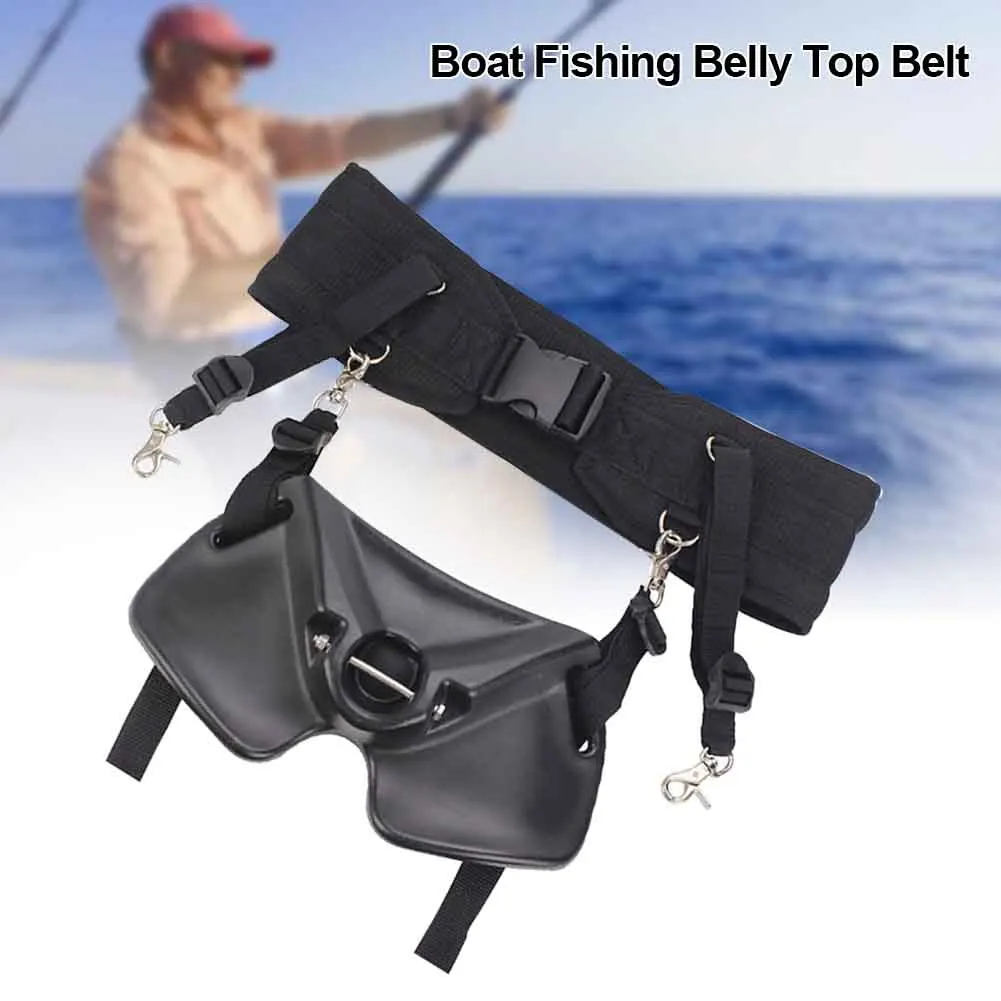 

Safety Adjustable Buckle Fishing Belly Top Set Universal Waist Support Protection Rod Holder With Belt Black Portable For Boat