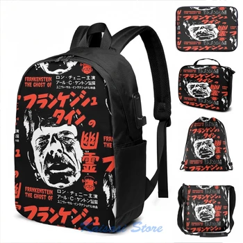 

FRANKENSTEIN THE GHOST OF Frankenstein USB Charge Backpack men School bags Women bag Travel laptop bag