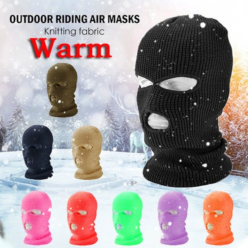 New Winter Warm Hat Three-Hole Wool Knitted Anti-Terrorist Headgear Robber Hoed Cool Gift Bandit Head Mask Outdoor Thermal Warm true religion skully hat