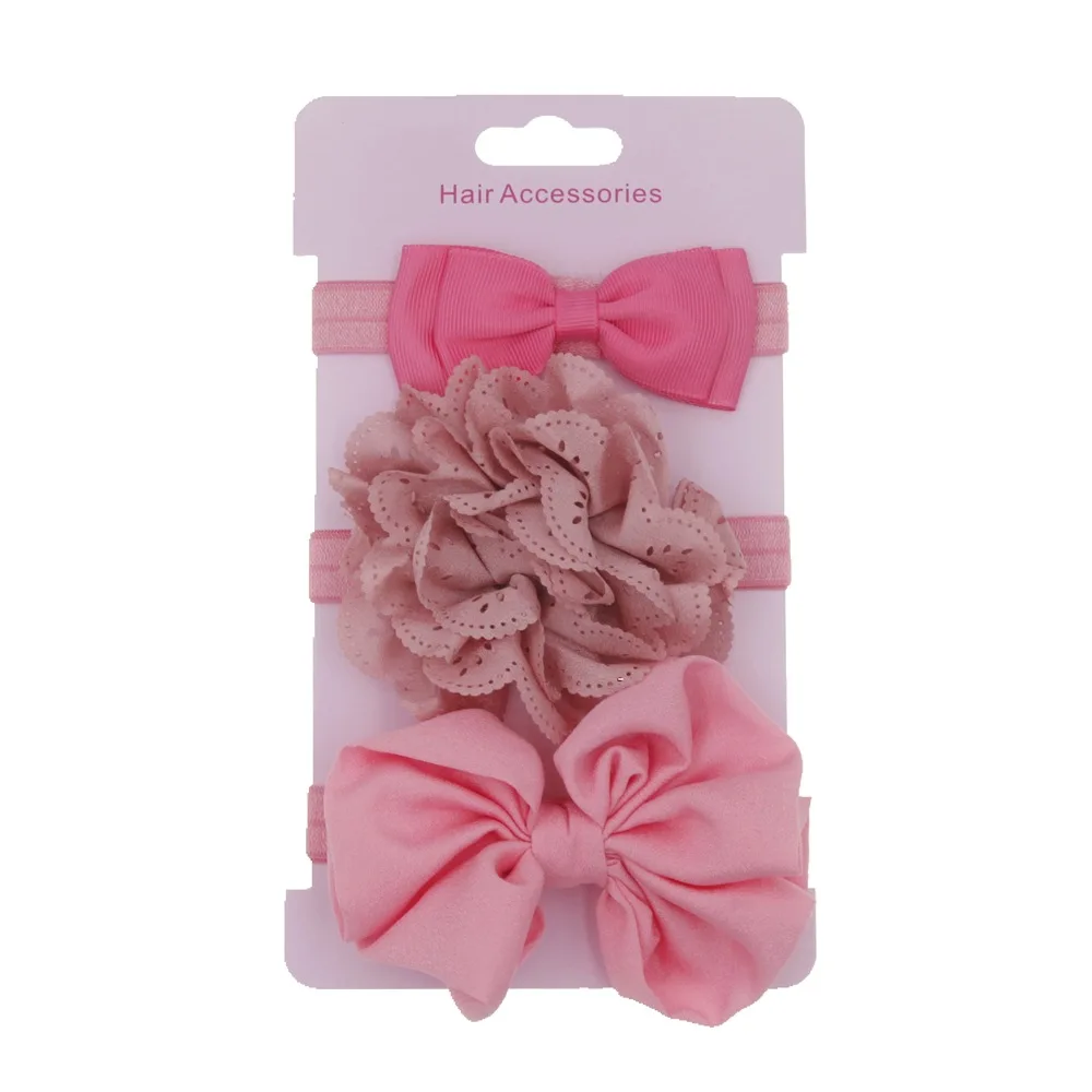 41pink hollow flower 3 шт./компл. эластичный головной повязки для детей нарисованной длинноволосой девочкой, аксессуары, малоенькая прогулочная коляска девочки, Пышное Платье из нейлона тюрбан обтягивающие эластичные резиновые повязка на голову - Цвет: 41pink hollow flower