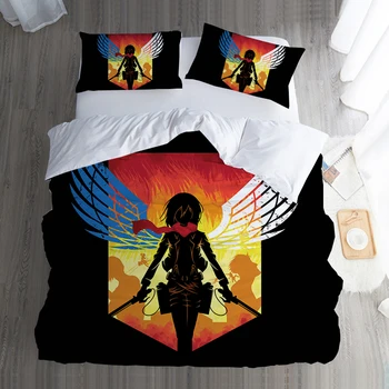 

Attack on Titan Japanese Anime Bedding Twin Full Queen King Single Double Size Duvet Cover Pillowcase Teenage Bedroom Textiles