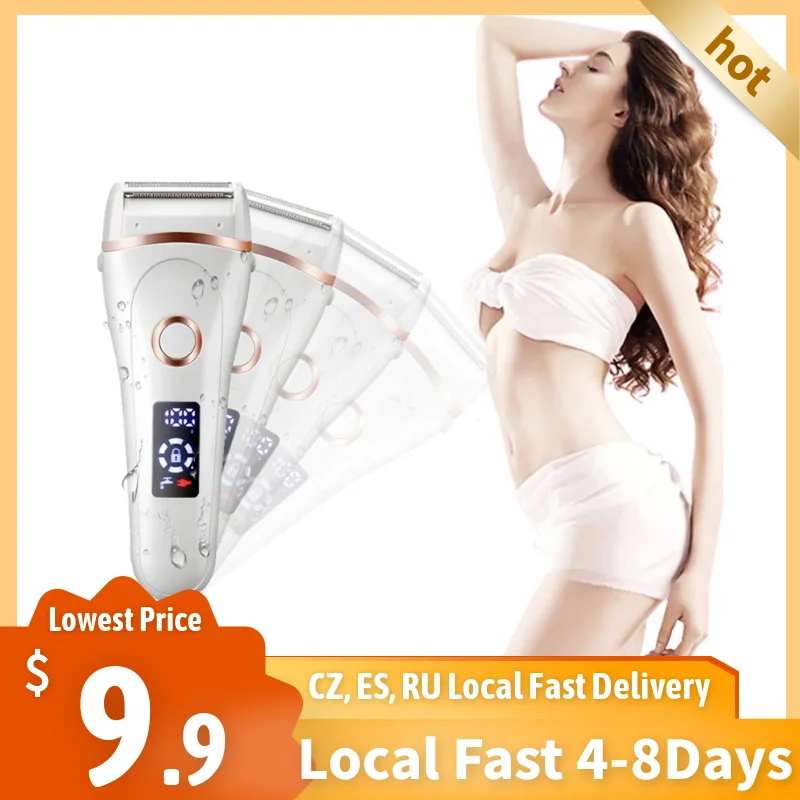 

Electric Epilator Painless Women Bikini Electric Razor Shaver Hair Removal Trimmer For Legs Underarm Waterproof LCD USB Charging