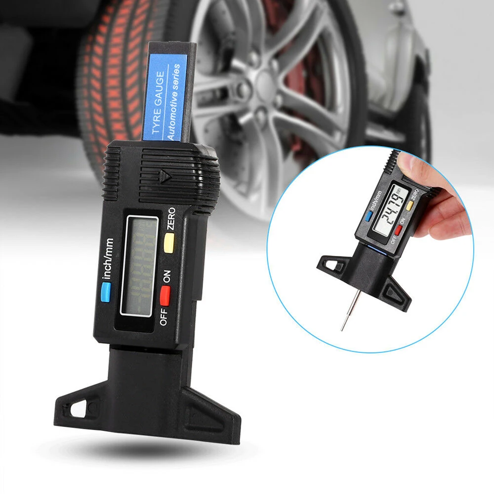 Car Tire Digital Tyre Tread Depth Tester Gauge Meter Measurer For Motorcycle Trucks Car Accessories 0-25.4mm/ 0.01mm