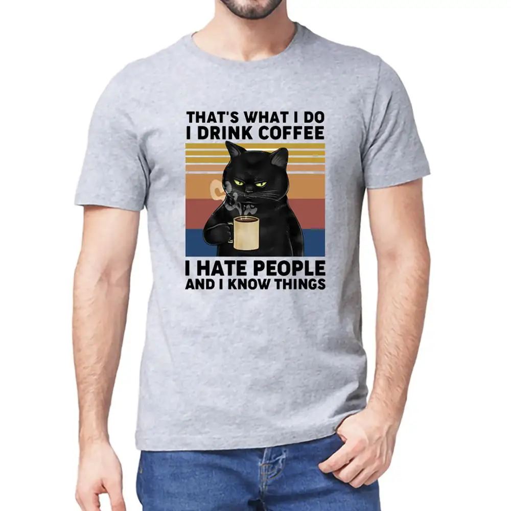 Cat That's What I Do Drink Coffee Hate People Know Things Vintage Men's T-Shirt