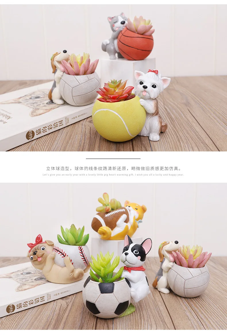 Creative Resin Succulent Plant Pots Mini Flower Pot Decorative Desktop Flowerpot Fairy Garden Home Garden Decoration (3)