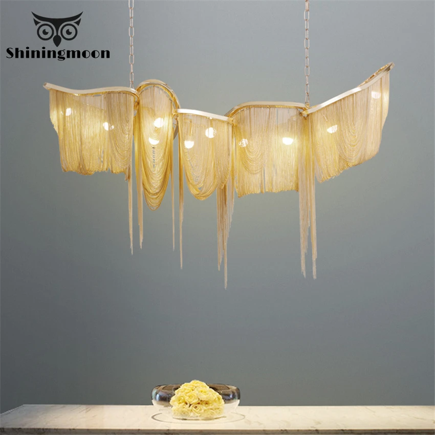 

French Luxury LED Pendant Lights Modern Home Art Decor Aluminum Pendant Lamp Metal Fringe Restaurant Hotel Hanging Light Fixture