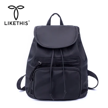

LIKETHIS 2019 New Waterproof Backpack Women School Bags For Teenage Girls Drawstring Cover Rucksack Light Mochilas Escolares Hot