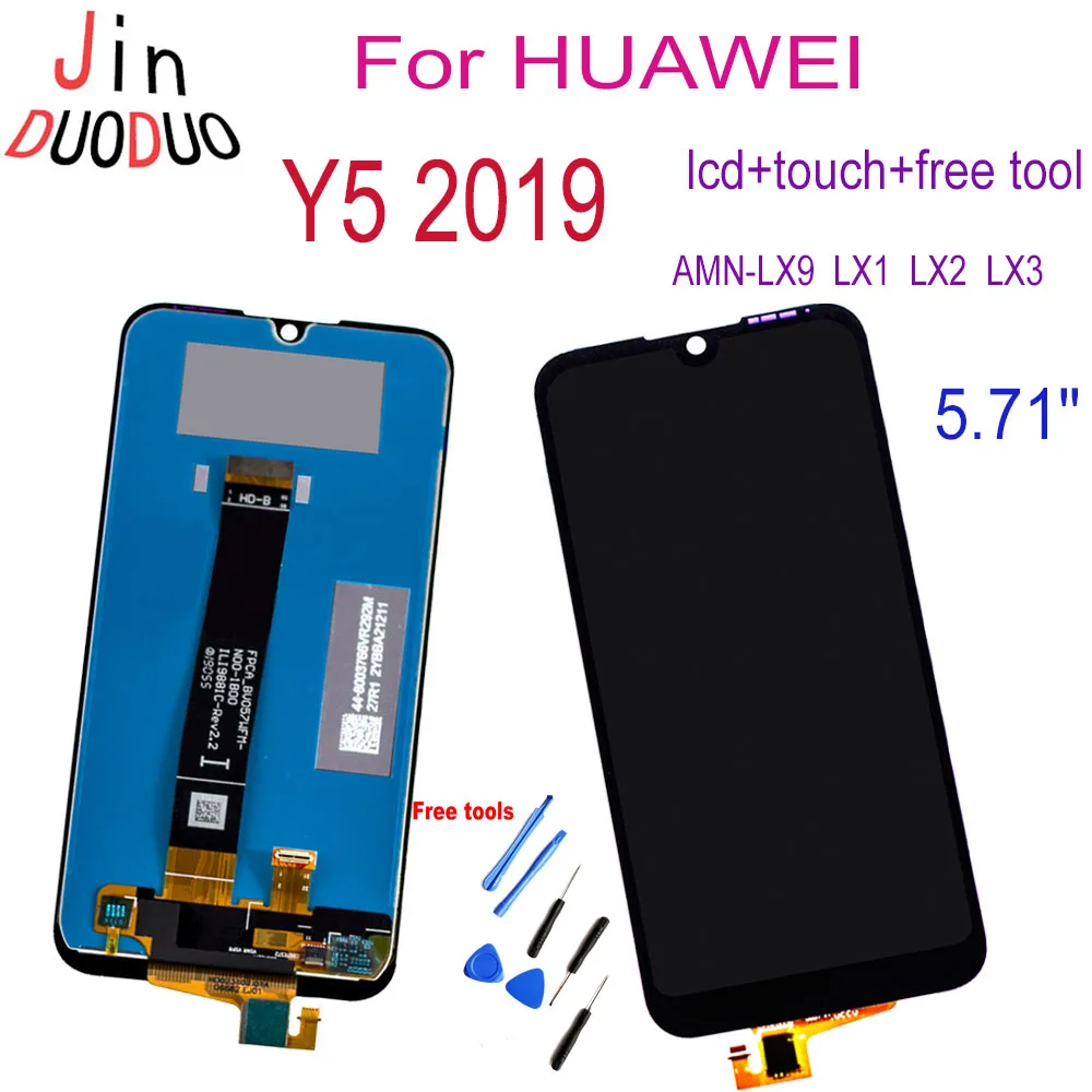

ЖК-дисплей 5,71 дюйма для HUAWEI Y5 2019, сенсорный экран, дигитайзер, черный, в сборе, для детской модели LX1, LX2, LX3, сменный ЖК-дисплей