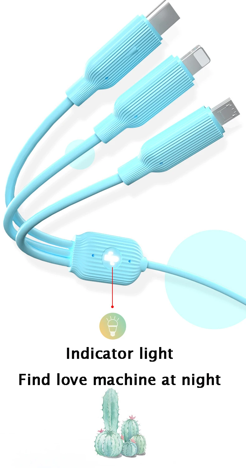 Micro USB 3.5A 1 drag 3usb линия для Apple huawei samsung xiaomi креативный дышащий свет type-c Android кабель для быстрой зарядки данных