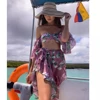 2022 nuevo Bikini falda para la playa túnicas para la playa de hojas largas estampado Bikini cubrir túnica de Plage playa Sarong traje de baño cubre-ups ► Foto 3/6