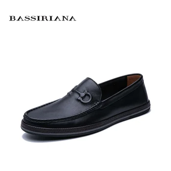 

Bassiriana 2020 spring new men's casual shoes, black leather men's shoes comfortable soft rubber outsole