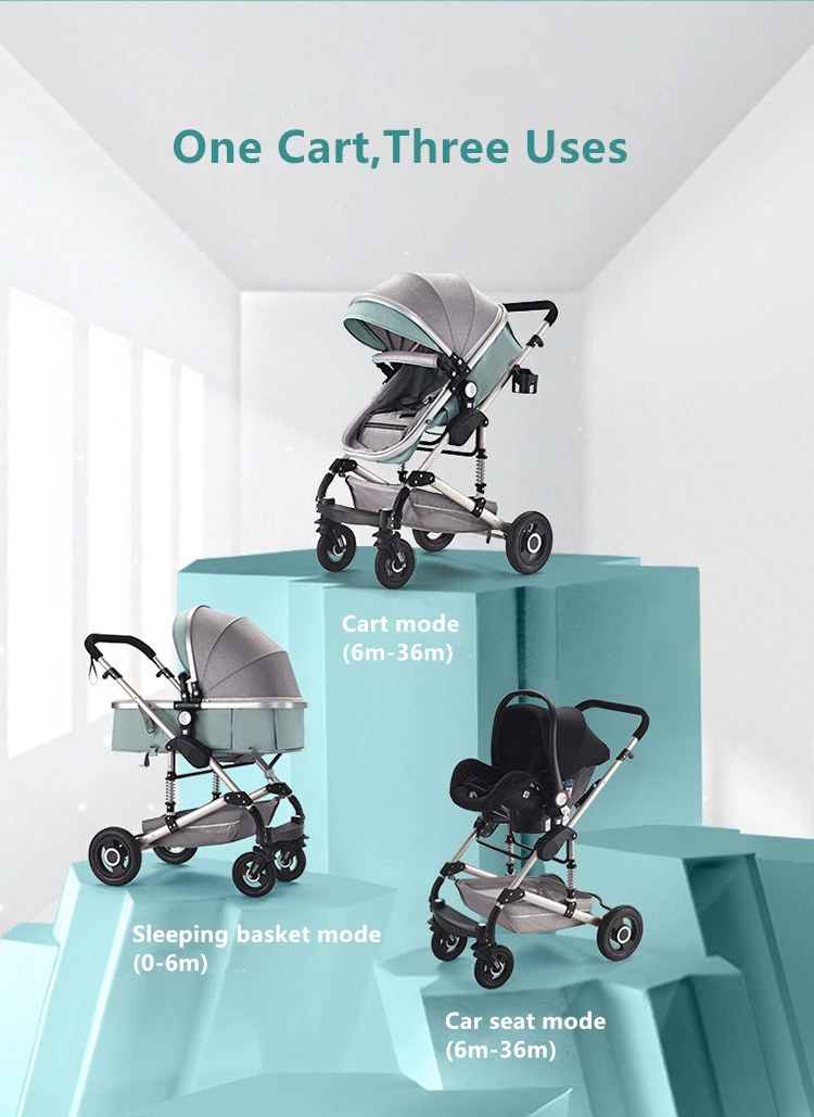 Детская коляска 3 в 1 с автокреслом с высоким пейзажем, складная детская коляска, автокресла, коляски для мамы, детская коляска на колесиках