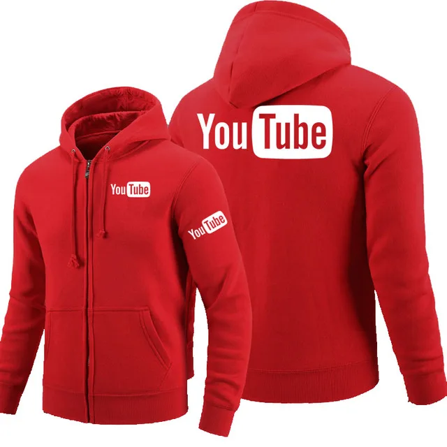 Толстовки с капюшоном на молнии с логотипом Youtube; флисовая толстовка с капюшоном и длинными рукавами; мужская куртка на молнии; толстовка; h