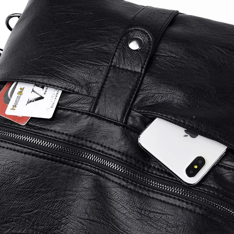 Двойные передние дл 3-в-1 Кожаный многофункциональный Для женщин сумки мода женский большой Ёмкость школьная сумка Для женщин сумки на плечо Sac
