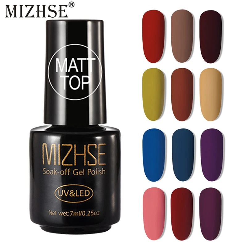

MIZHSE 7ML Matte Color UV Gel Varnish Nail Polish Set For Manicure Need Matt Top Coat Hybrid Nails Art Off Prime Gel Nail Polish