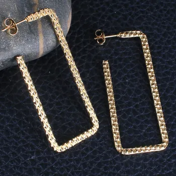 

Big Square Drop Earring Gold Color Fashion Stainless Steel Jewelry Earrings For Women EDEKDBBP