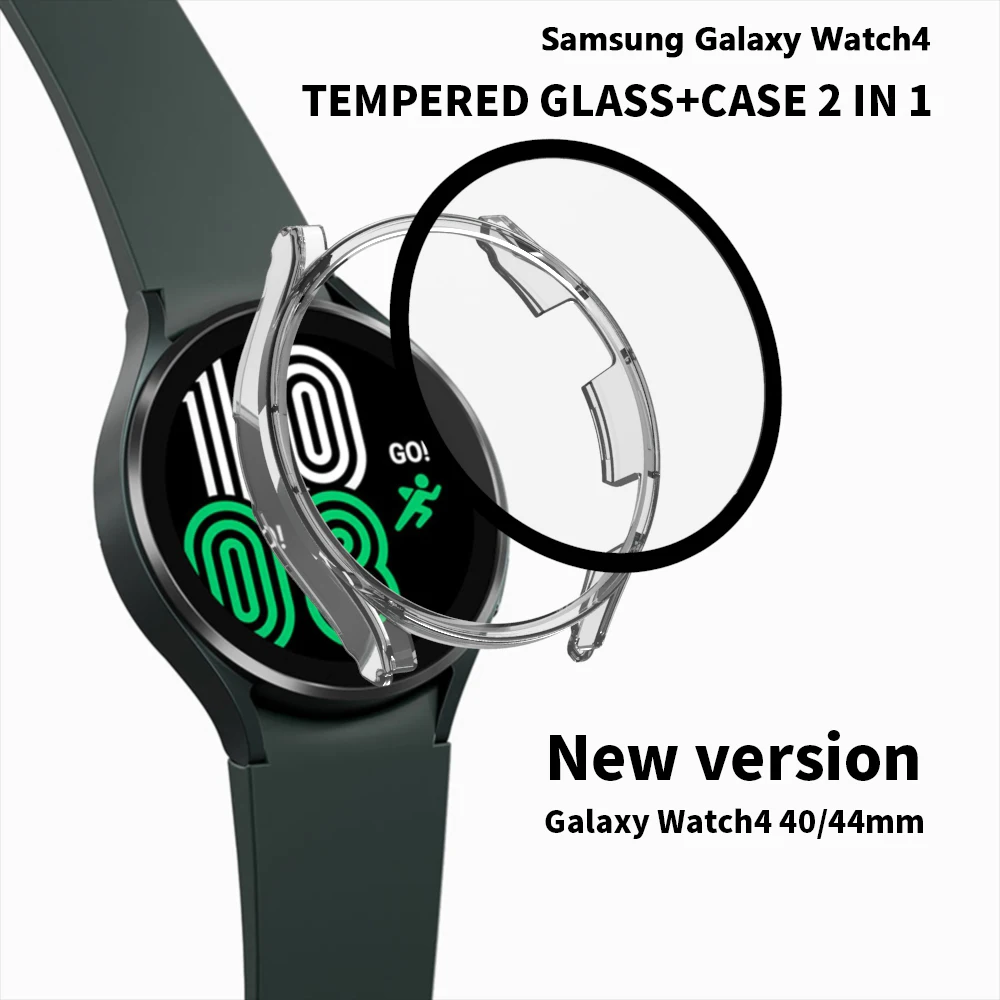 

2022 New Glass+Case For Samsung Galaxy Watch4 40&44mm Protector Hard PC Screen Sase Screen Protector+Cover Watch Accessorie