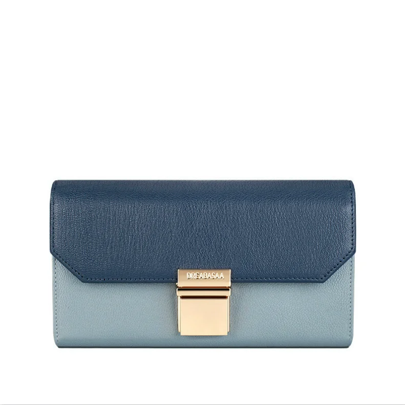 Women's Leather Wallet Fashion Wallet Clutch - Цвет: Синий
