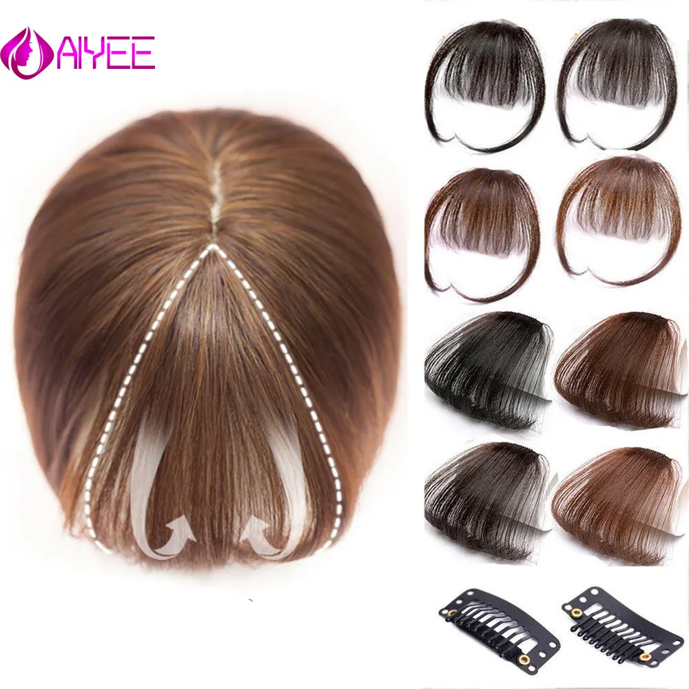 

AIYEE 6 Hair Bangs Short Straight Front Fake Fringe Air Bangs Hair Bangs Extensions Clip In Hair Bangs for Women