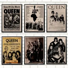 Queen Band музыкальный плакат на крафт-бумаге Фредди Меркьюри, Brian мая винтажная Высококачественная декоративная роспись стены стикер
