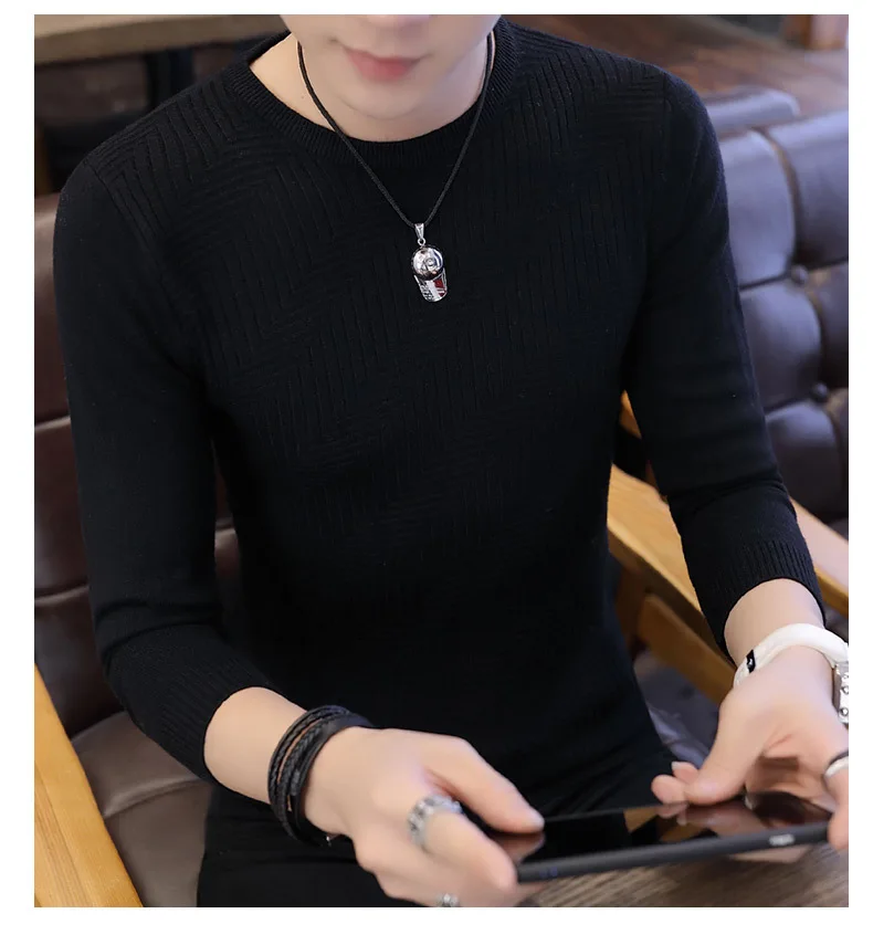 Свитер Для мужчин Повседневный пуловер Для мужчин Осень Slim Fit рубашка с длинными рукавами Для мужчин свитера вязаный кашемировый шерстяной тянуть Homme