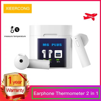 

2 in1 Bluetooth Headset Body Temperature Thermometer Wireless Earphones Sports Stereo Earbuds Wired earphones Hifi Active Noise