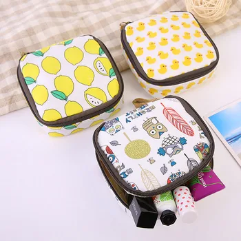 

Fashion Girls Cute Cartoon Zipping Wallet Cartoon Printing Storage Bag Mini Make Up Bag Waterproof Capacity Zipper Sanitary Bags