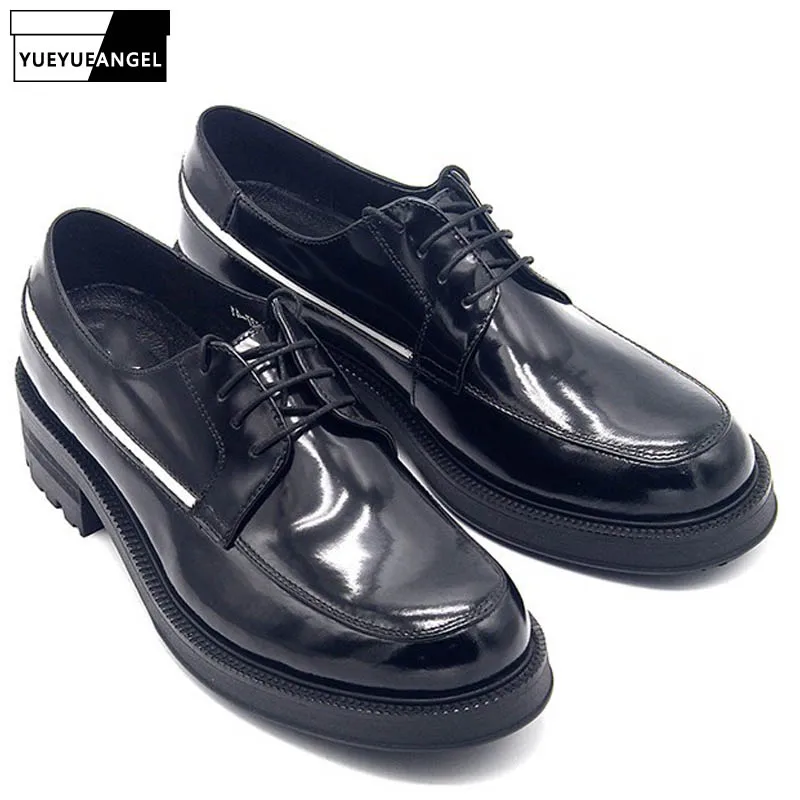 Brand Office Derby Men Shoes New Lace Up Genuine Leather Dress High Quality Black Business Casual Platform Zapatos | Обувь