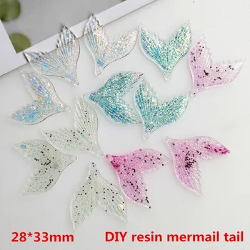 

20Pcs/lot Glitter Sequin Mermaid Tail Flatback Resin Cabochon Scrapbooking Craft DIY Jewelry Earrings Making Pendant Accessories