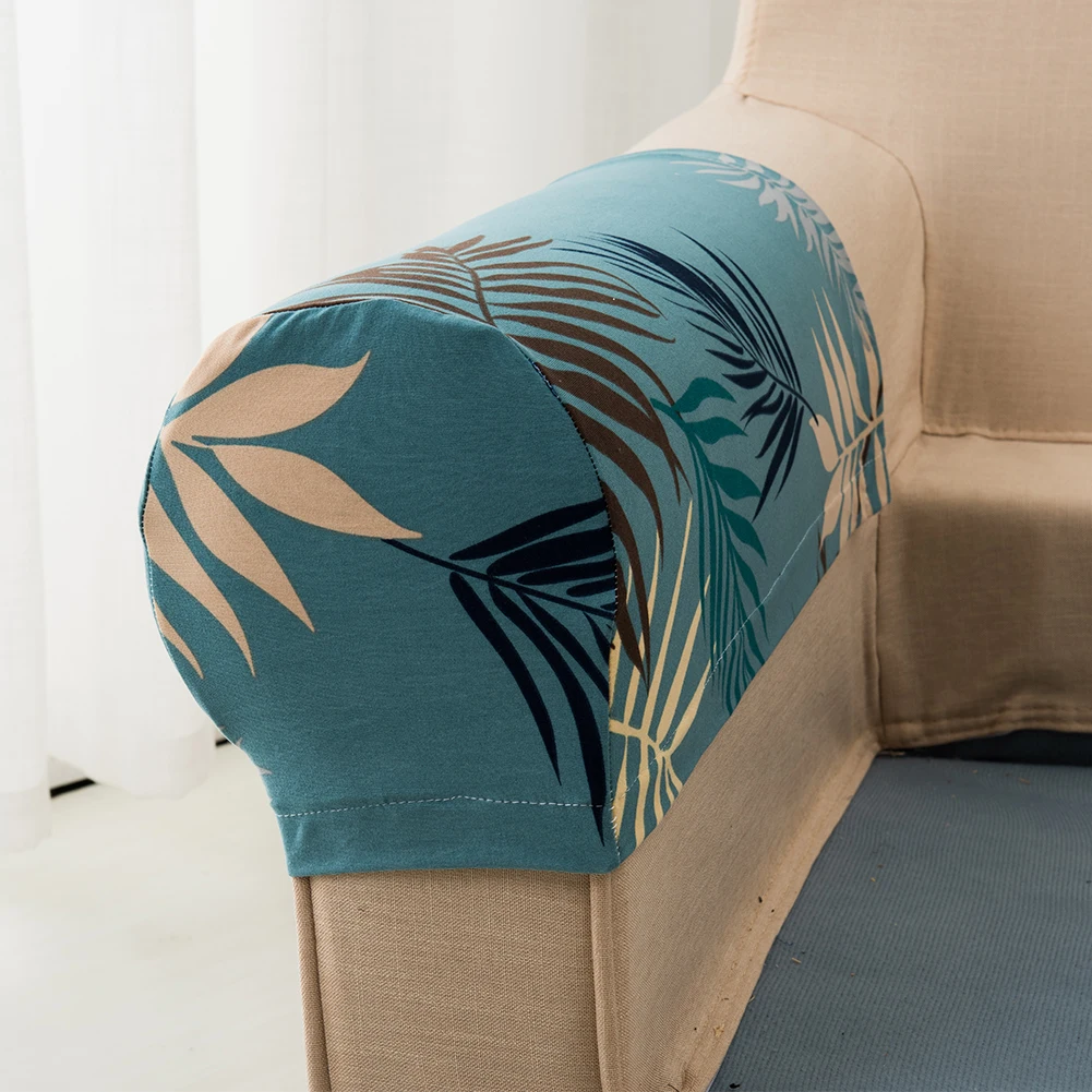 

2PCS Decorative Printed Removable Spandex Accessories Elastic Sofa Armrest Covers Recliner Dustproof Universal Couch Protective