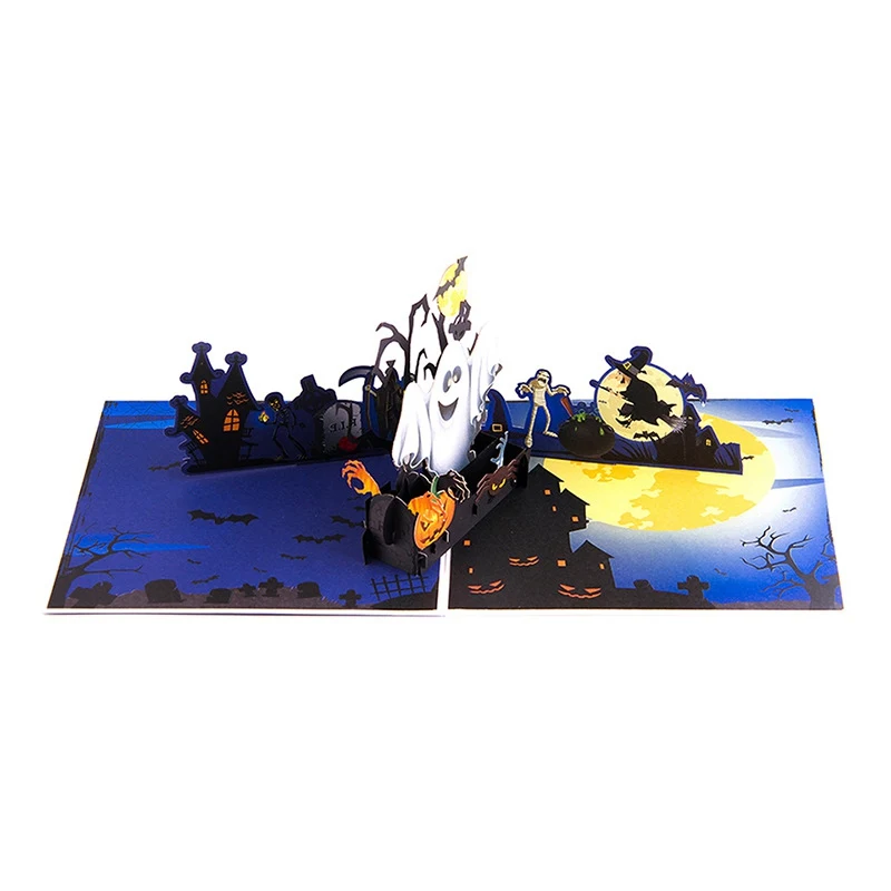  Color Printing Pumpkin And Ghost 3D Popup Halloween Card Trick Or Treat Greeting Card Invitations E - 4.00004E+12