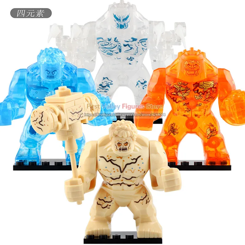 

50pcs Super Hero Building Blocks Big Size the Elementals Crocodile Hulk Iron Man Spider Man Models Children Toys XH1255-XH1258