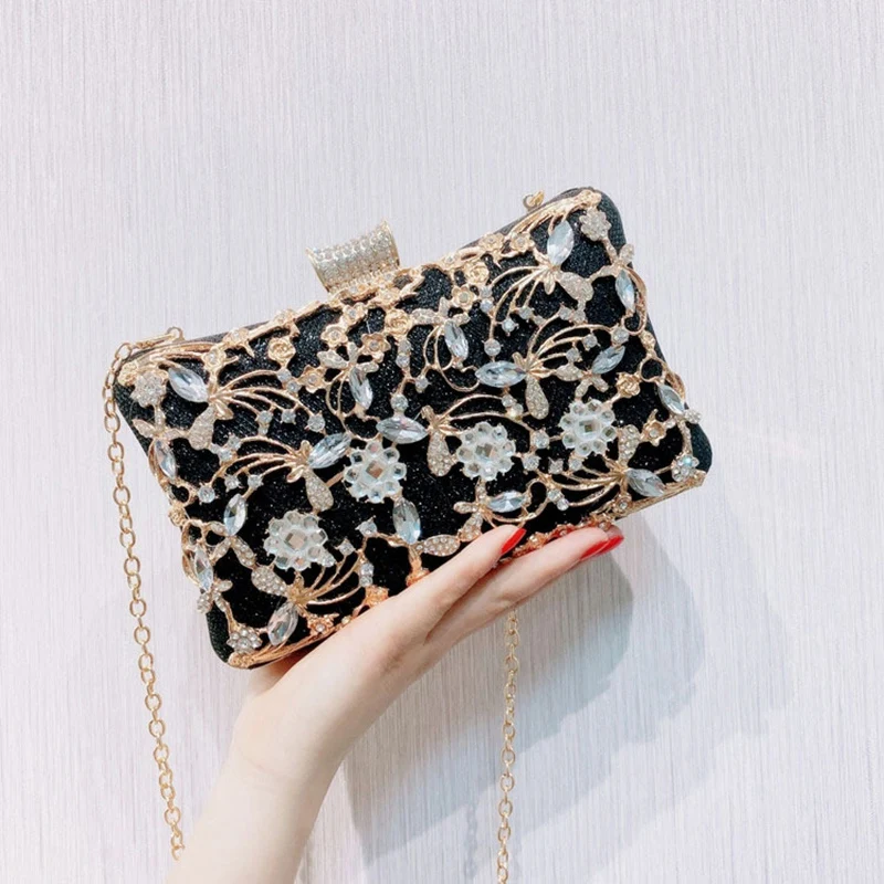 

Dinner Clutch Bag Party Wedding Crystal Clutch Wallet Messenger Bag Ladies Luxury Chain Shoulder Bag Rhinestone Pouch