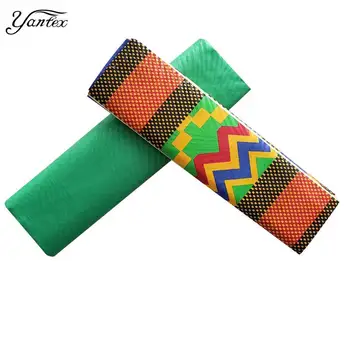 

YANTEX 2+2 Yards African Ghana Wax Kente Prints Fabric Embossing Pattern Veritable Wax African Ankara Fabrics For Party Dress