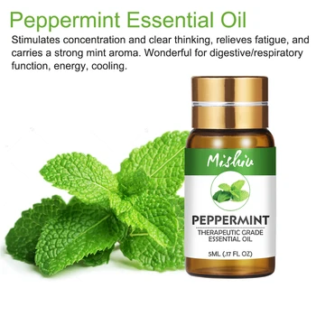 

Mishiu 5ML Peppermint Essential Oil Clear thinking,Relieves Fatigue,For Aromatherapy Organic Relieve Body Stress Skin Care