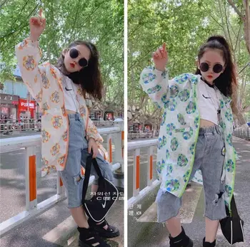 

2020 Korean style fashion girls coat cool full sleeve summer girls hooded coat 4-9t F245