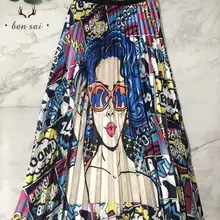 Женские летние юбки, модные, с принтом из мультфильма, Женская юбка средней длины, большие, свободные, вечерние, для праздника, высокая уличная юбка, Новинка