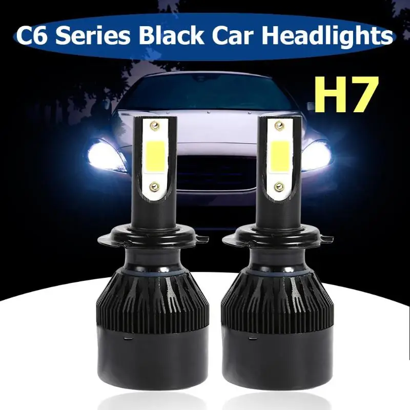 2 шт. C6 светодиодный фар автомобиля лампы H1 H3 H4 H7 H11 9005 9006 36 Вт COB фары | Автомобили и