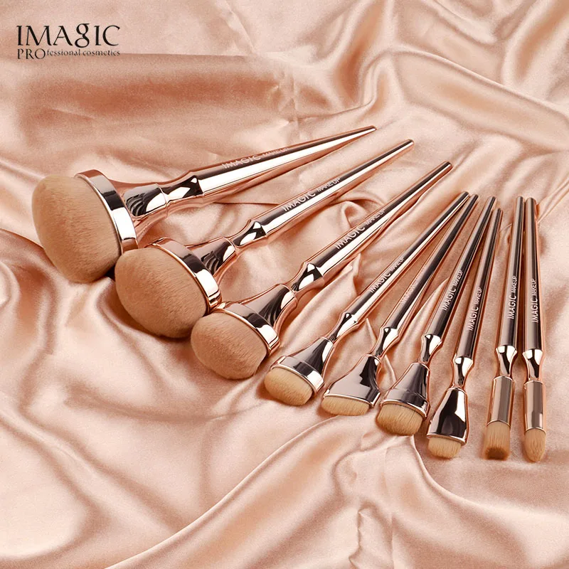 IMAGIC 9pcs/set Makeup Brushes Kit Soft Nylon Hair Partij Blending Brush Metallic Handle Profesional Oogschaduw Tools Set